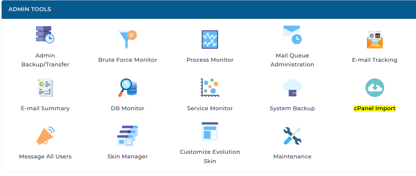 cPanel import