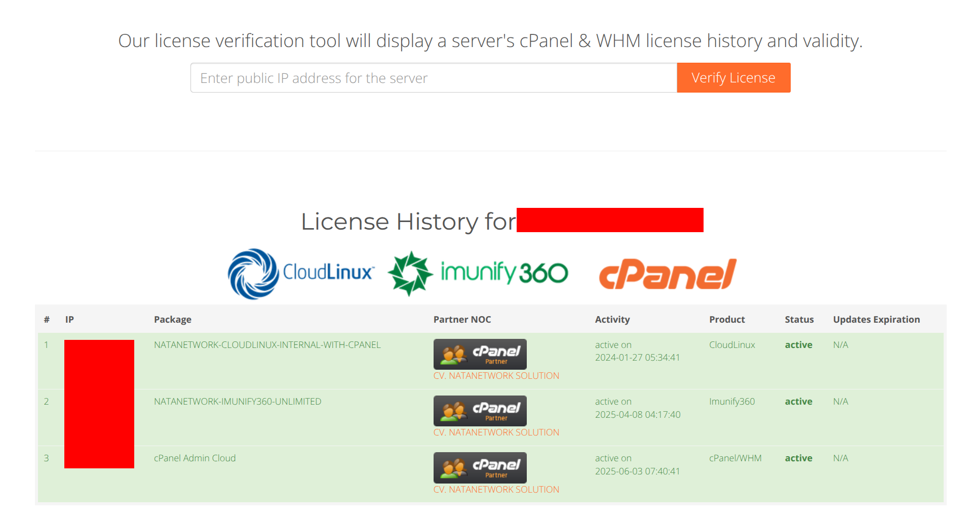 verify cpanel license
