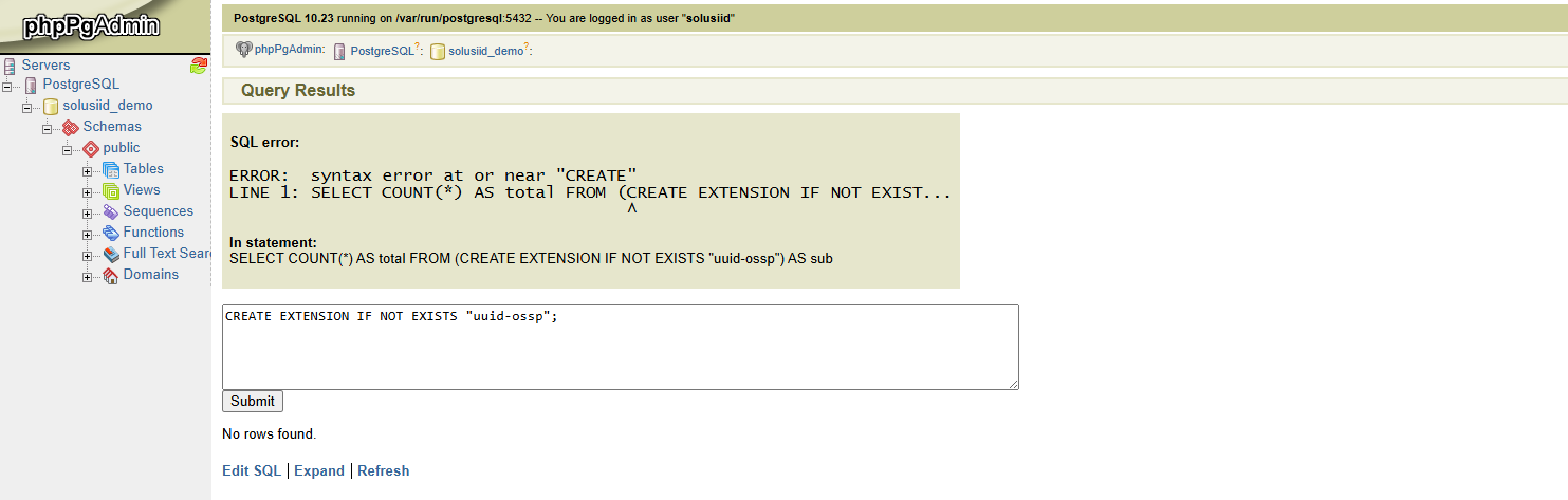 error create extension
