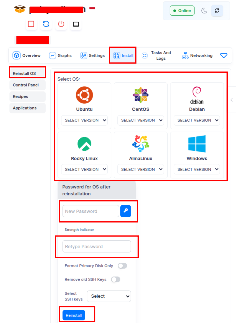manage reinstall VPS