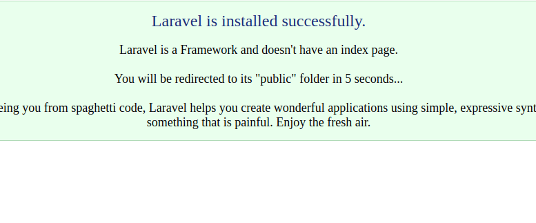 laravel is installed successfully