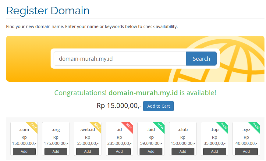Cari domain murah
