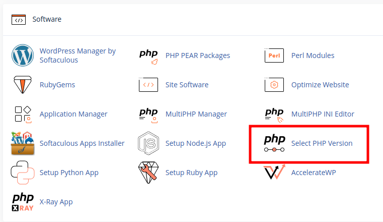 Select PHP Version