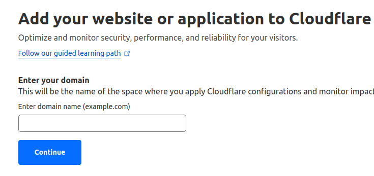 Cloudflare add website