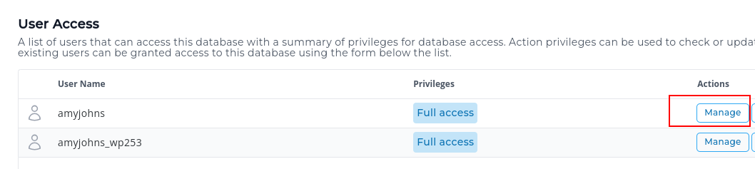 manage username database